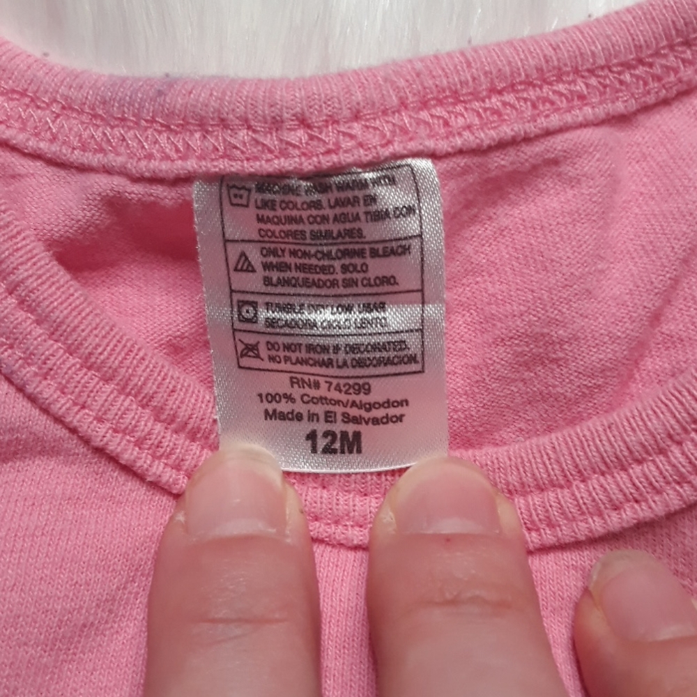 Pink monkey short sleeve baby girl tshirt 12 month - Picture 4 of 6